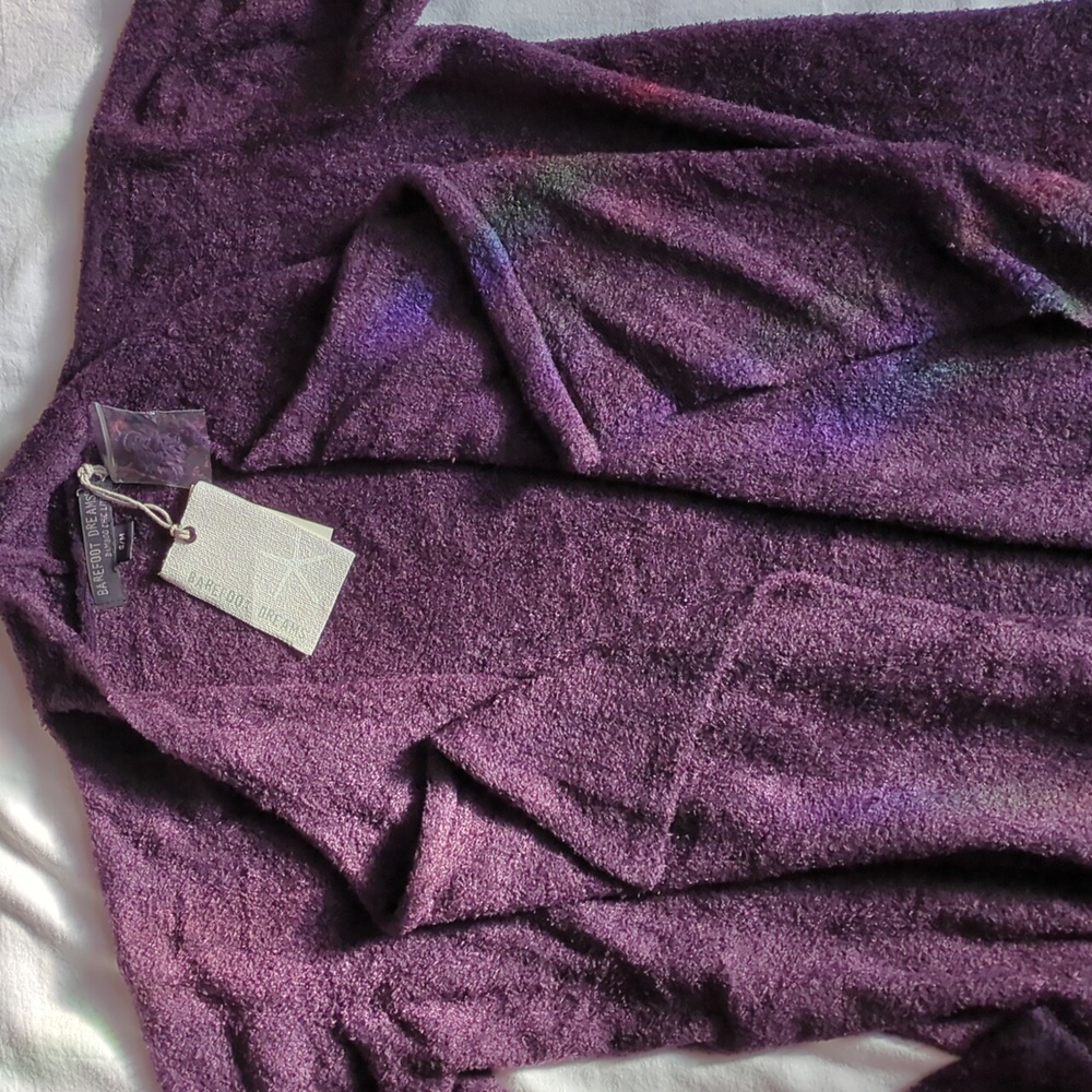 Barefoot Dreams Bamboo Chic Lite Purple Calypso Wrap Cardigan Sweater S/M✨ NEW! - Picture 10 of 16